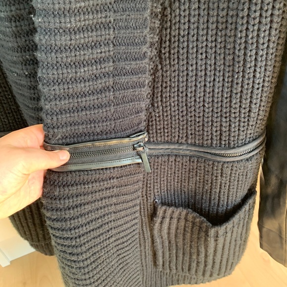 John + Jenn Sweater Jacket Vegan Leather Sleeves - Picture 3 of 4